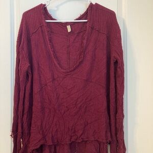 Women's Burgundy Long Sleeve Top